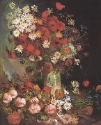 Vincent Van Gogh Vase wtih Poppies,Cornflowers,Peonies and Chrysanthemums (nn04) oil painting picture wholesale